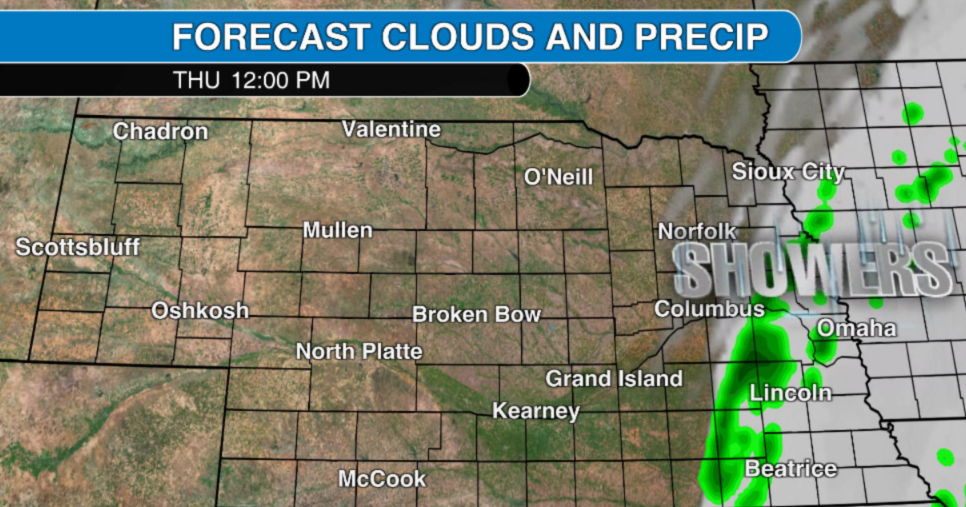 Watch now: Rain chance lingers in far eastern Nebraska Thursday, big temperature difference across the state