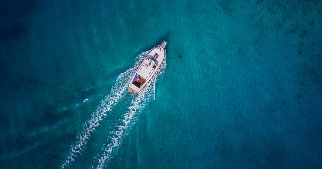 Boat drone photo